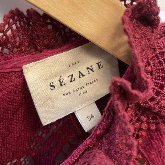 Sezane Bianca Blouse Size 34, Burgundy - Picture 4 of 4